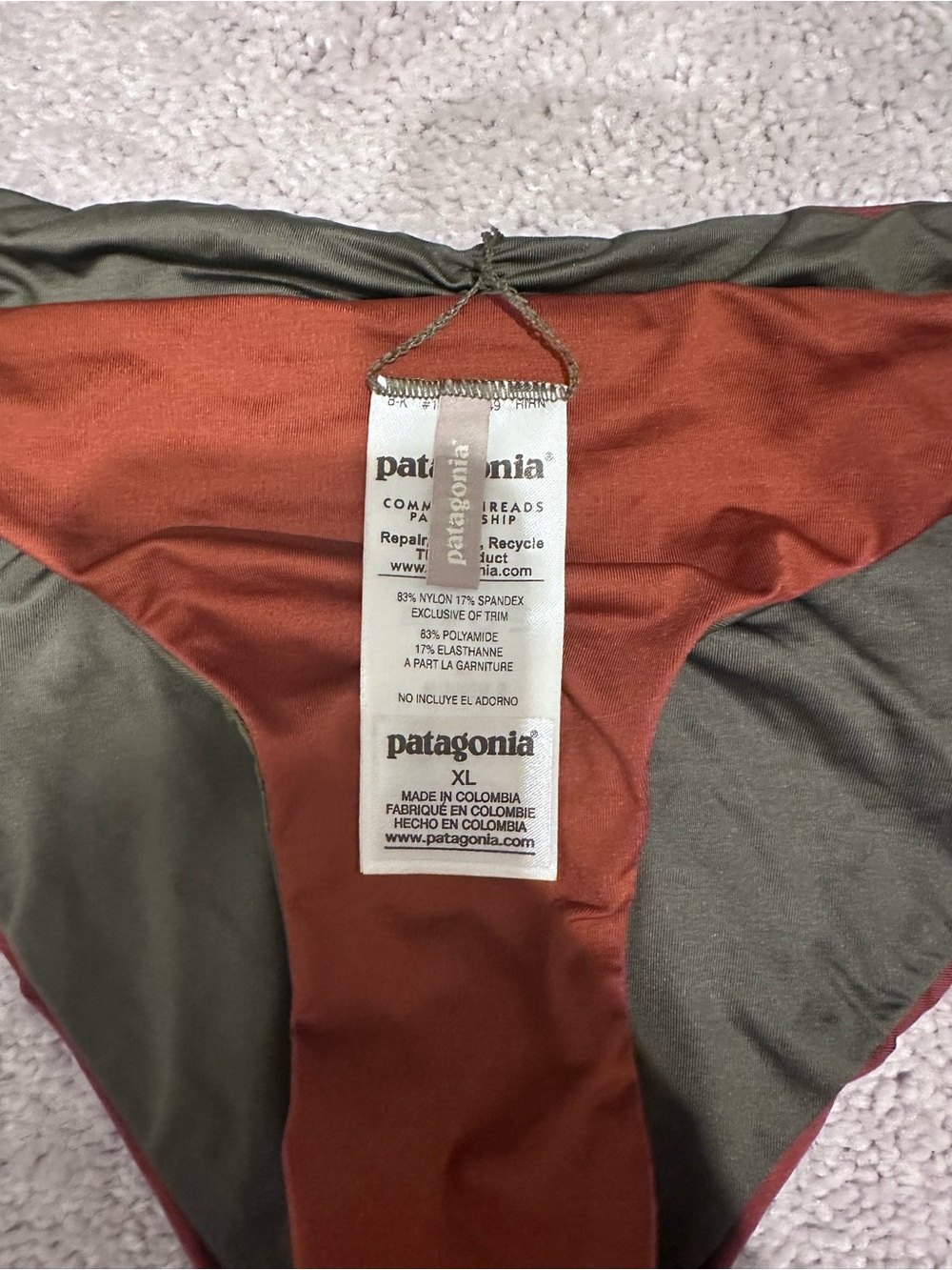 Patagonia Two-Tone Rust and Olive Bikini Bottoms